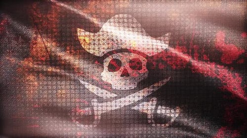 Grunge Pirate Flag Waving Animation