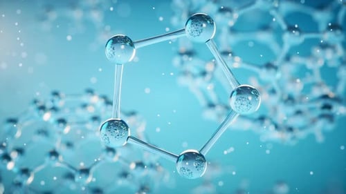 Chemisches Molekül mit blauem Hintergrund