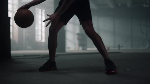 Sportsman Legs Playing Basketball