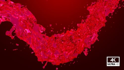 Dynamic Red Fluid Splash Reveal with Alpha Channel