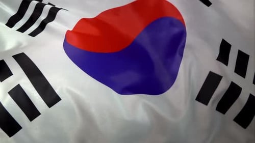 South Korean Flag Waving in the Wind