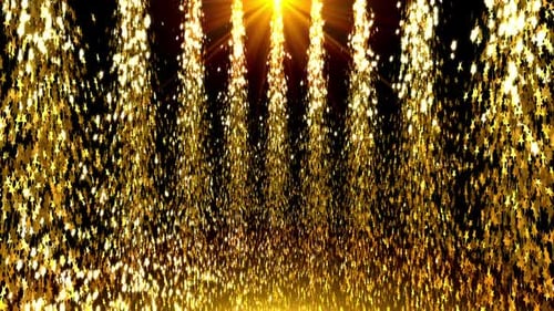 Shining Golden Star Particles Falling Loop Digital Background
