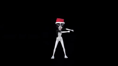 Dancing Santa Cat Character 3D Animation Loop