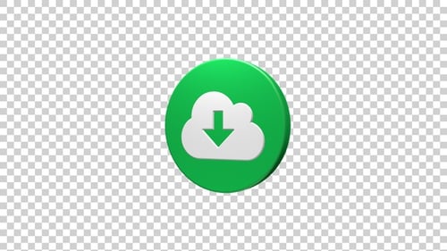 Rotating 3D Green Cloud Download Icon Animation