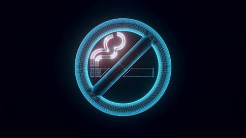 No Smoking Logo Hologram Rotating 4k