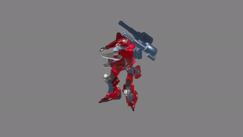 3D Futuristic Red Combat Robot Rotating Animation