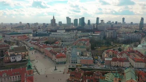 Warsaw Downtown Skyline City Time Lapse with Clouds Dynamic Poland