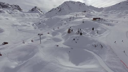 Aerial view of a ski resort