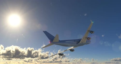 Passagierflugzeug fliegt in Wolken