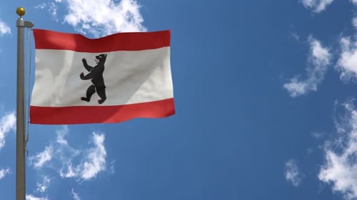 Berlin City Flag Waving in Seamless Realistic 3D Animation