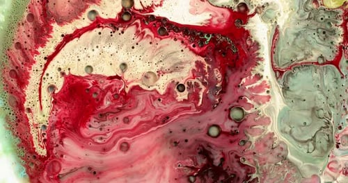 Abstract Liquid Mixture of Red and Grey-Green Swirls