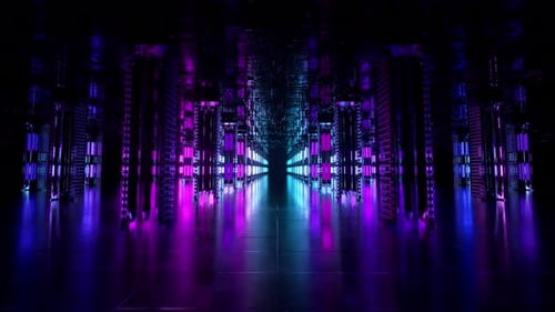 A Long Futuristic Corridor with a Technological Interior