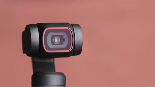 Close Up Camera and Gimbal on Plain Background