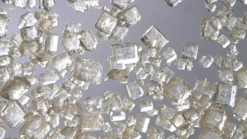Abstract Close-Up of Translucent Cube-Shaped Sugar Crystals