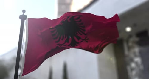 Realistic Albanian Flag Waving
