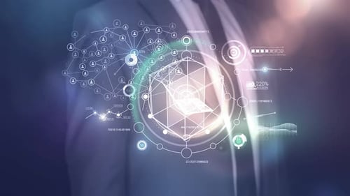 Futuristic Corporate Data Hologram Interface Animation