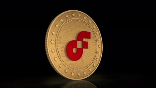 Rotating 3D Gold Coin with Red Number 6 Digital Countdown