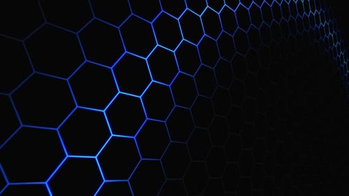 Sechseckiger Blaulicht-Neongitter-Hitech-Hintergrund
