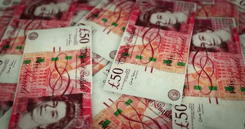 Pound Sterling growing pile of money seamless loop