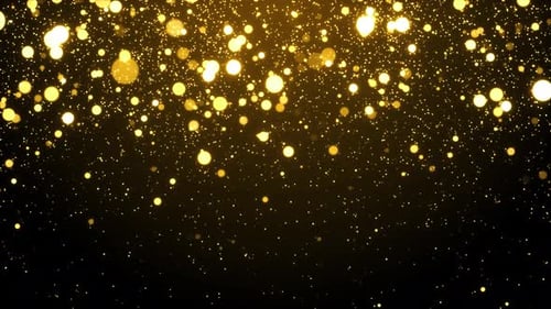 Golden Glitter Particles Falling Bokeh Background