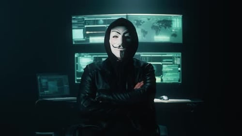 Confident Cyber Criminal Crossing Arms