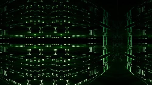Abstract Futuristic Green Digital Circuit Grid Background Loop