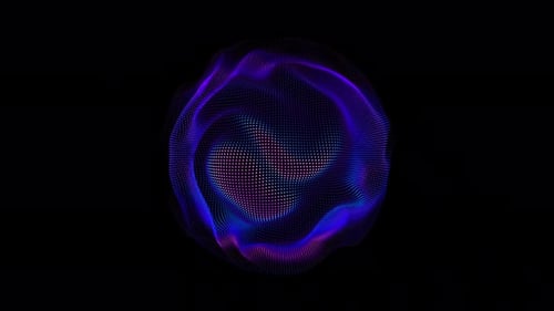 Ondes de distorsion en boucle sur une sphère abstraite de particules