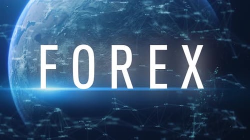 Forex Text Reveal on Rotating Earth with Digital Network