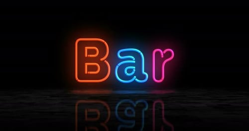 Bar symbol glowing neon 3d lights