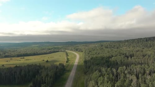 Scenic Panoramic Road View Near Sunset