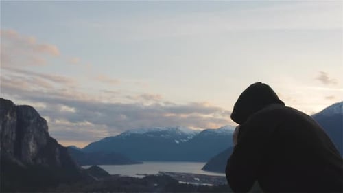 Silhouette of Boxer Training Outdoors at Sunrise