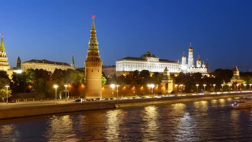 Night Hyper Lapse of Moscow Kremlin