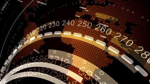 Futuristic Digital Data Network World Map Animation