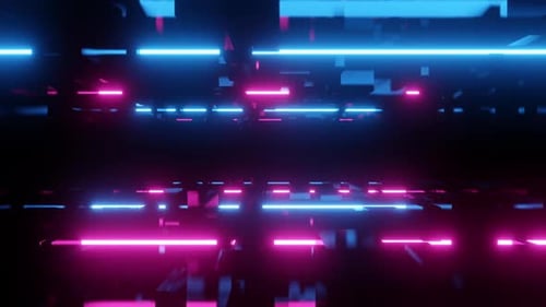 Futuristic Neon Light Grid Tunnel Loop Background