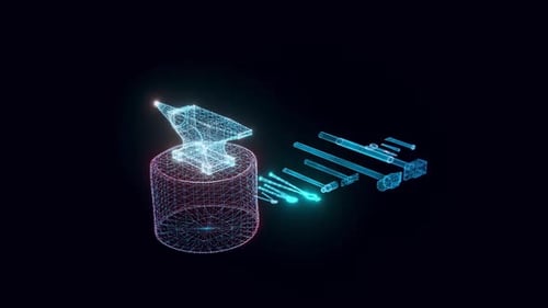 Blacksmith Tools Hologram Rotating 4k