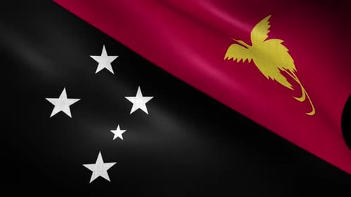 Realistic Papua New Guinea Flag Waving Seamless Loop Animation