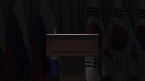 Many Flags of South Korea and Russia