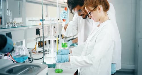Scientists Work in Modern Laboratory