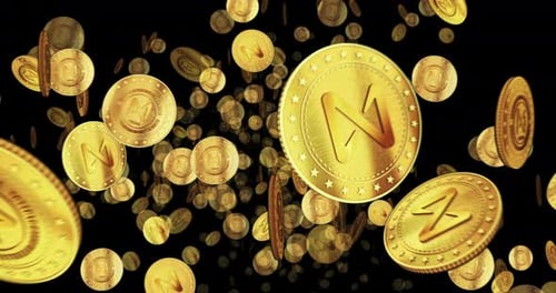 Vol en boucle proche de la crypto-monnaie entre les pièces d'or