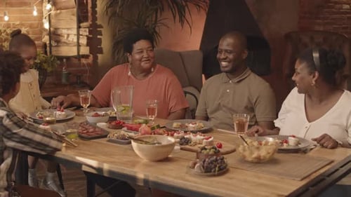 Family Dinner Celebration at Home with Loved Ones