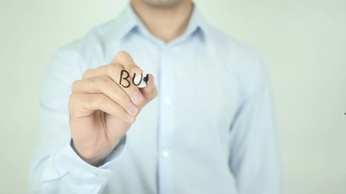 Budget Planning, Writing On Transparent Screen