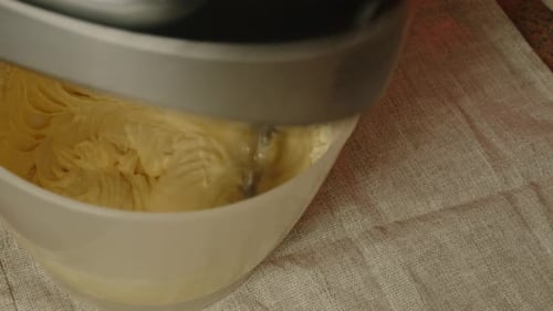Mixing Dough with Electric Mixer in Bowl