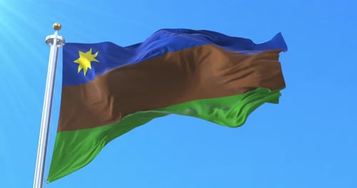 Realistic Waving Flag Animation Against a Clear Blue Sky