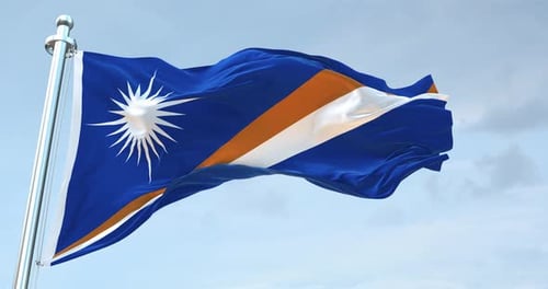 Marshall Islands Flag Waving Seamless Loop Against Sky