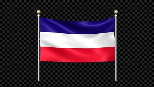 Waving Flag Animation with Blue White Red Stripes