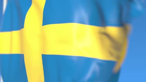 Waving Swedish Flag Realistic Seamless Loop Animation
