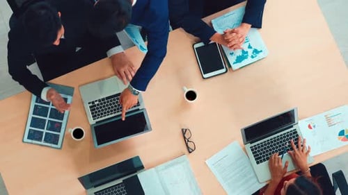 Business People Group Meeting Shot From Top View