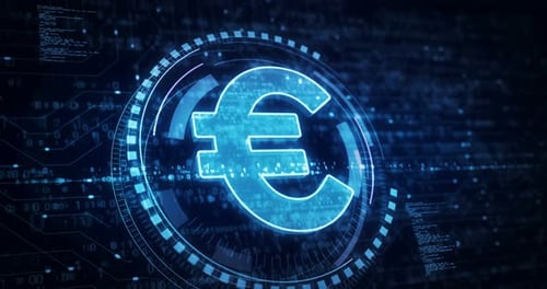 Futuristic Digital Euro Symbol Animation with Circuit Board