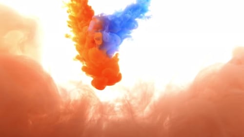 Colorful Blue-orange Paints Mixed in Water