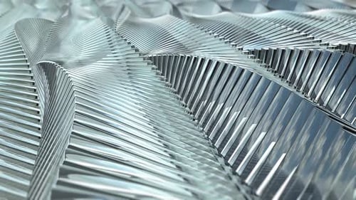 Abstract Geometric Pattern of Reflective Metal Waves Looping